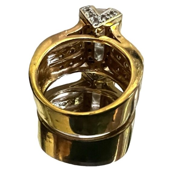 Diamond Embellished Baguette Gold Ring Sz 10 Womens Cubic Zirconia Gorgeous Dazz - Picture 4 of 9